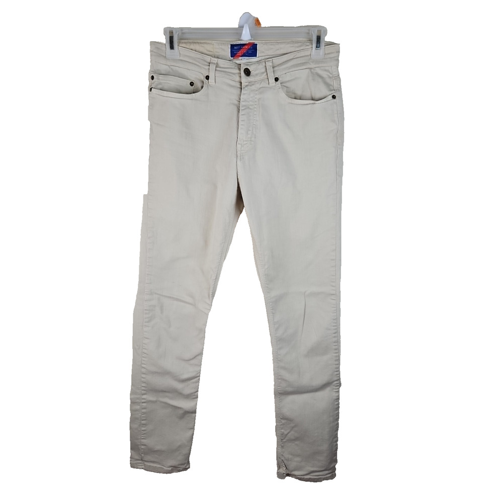 Best Made Co Denim Stretch Jeans Men's Size 32x34 Beige Straight 5-Pocket Italy